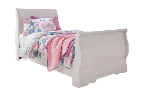 Anarasia White Twin Sleigh Bed -  - Luna Furniture