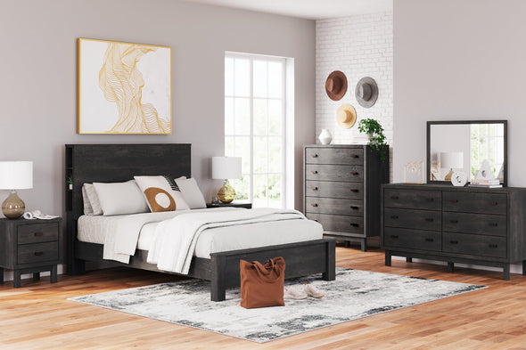 Toretto Charcoal Queen Panel Bookcase Bed