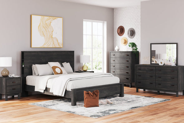 Toretto Charcoal King Panel Bookcase Bed