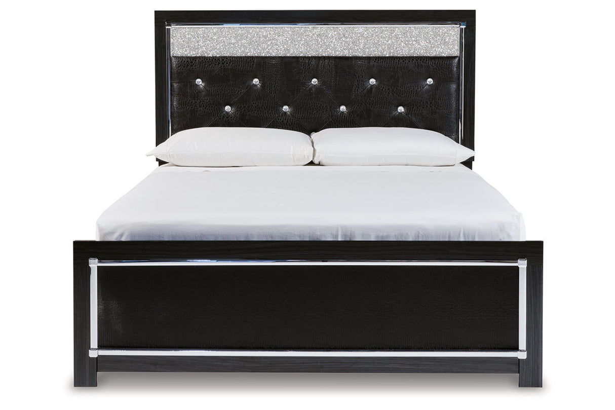 Kaydell Black Queen Upholstered Panel Bed