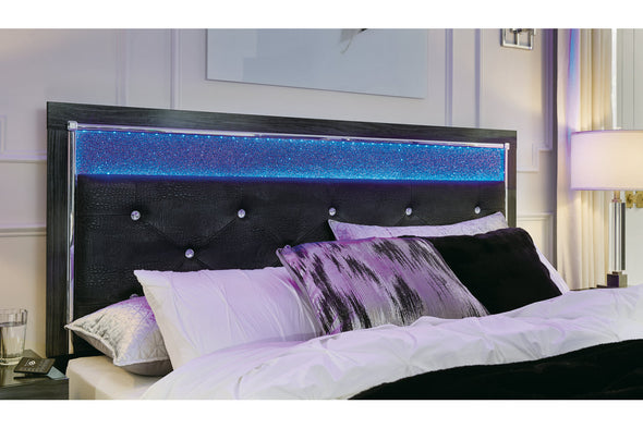 Kaydell Black King Upholstered Panel Storage Platform Bed