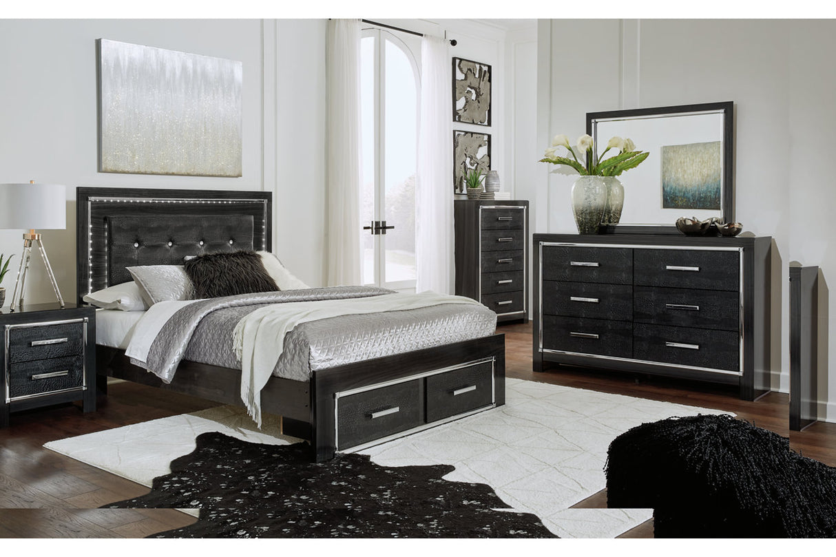 Kaydell Black Queen Panel Bed with Storage