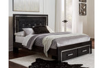 Kaydell Black Queen Upholstered Panel Bed with Storage