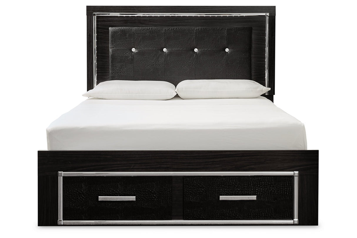 Kaydell Black Queen Panel Bed with Storage
