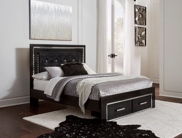 Kaydell Black LED Footboard Storage Platform Bedroom Set - Luna Furniture