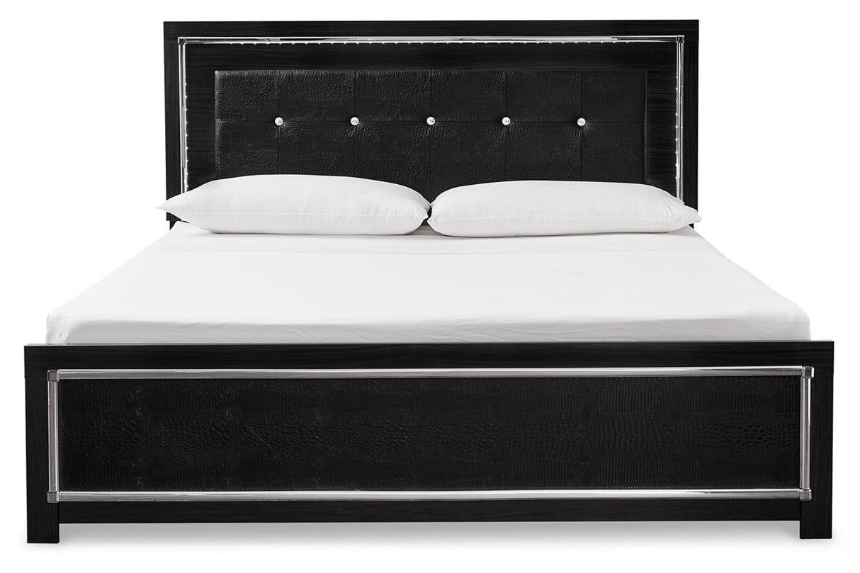 Kaydell Black King Upholstered Panel Bed