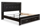 Kaydell Black King Upholstered Panel Bed with Storage