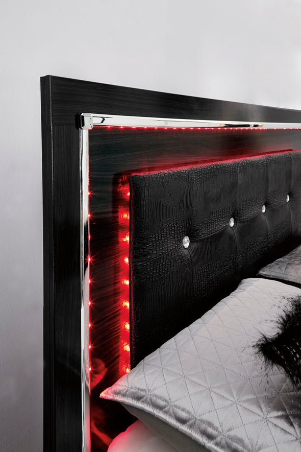 Kaydell Black LED Storage Panel Bedroom Set - Luna Furniture
