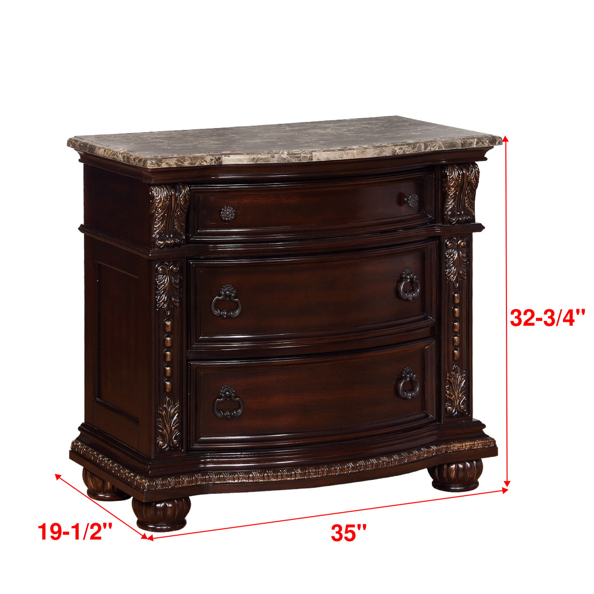 Stanley Cherry Brown Nightstand with Marble Top from Crown Mark - Luna Furniture