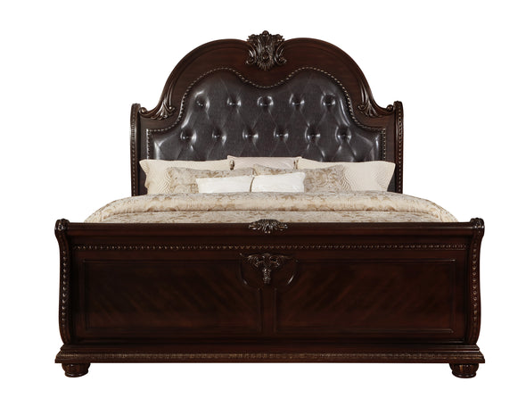 Stanley Cherry Brown Upholstered Sleigh Bedroom Set