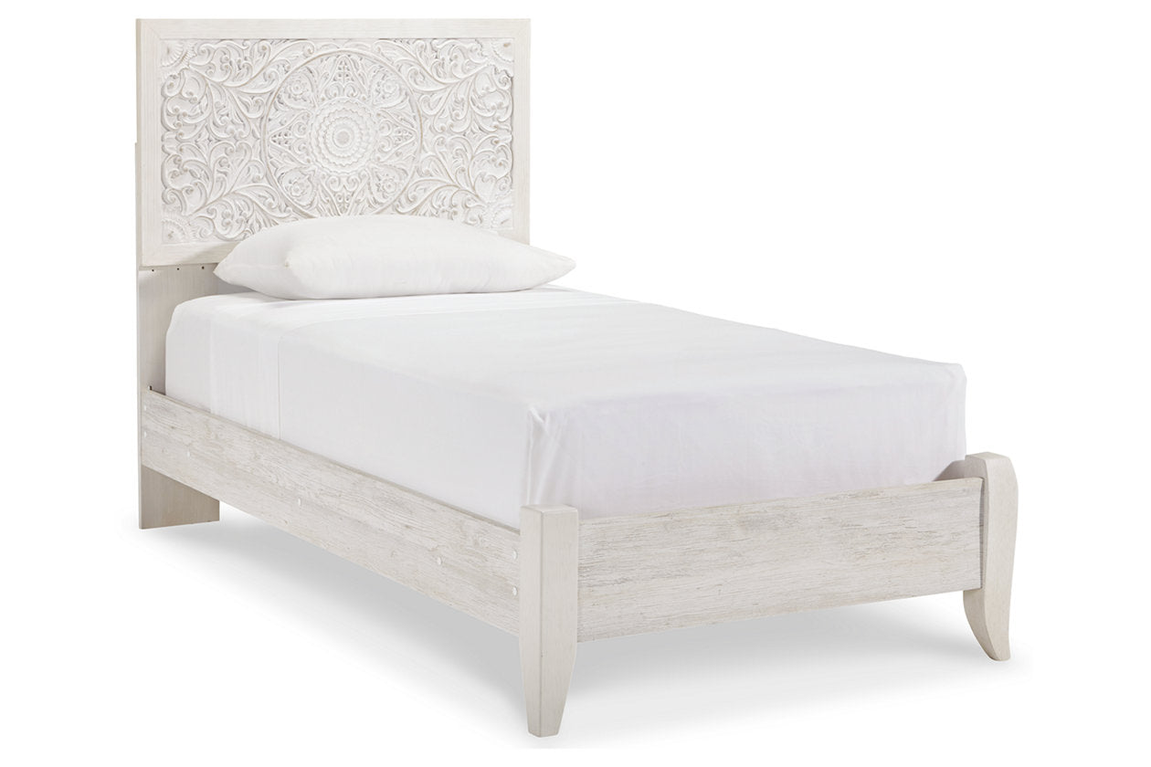 Paxberry Whitewash Twin Panel Bed from Ashley - Luna Furniture