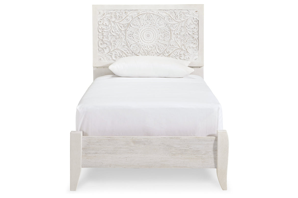 Paxberry Whitewash Twin Panel Bed from Ashley - Luna Furniture