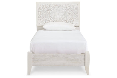 Paxberry Whitewash Twin Panel Bed from Ashley - Luna Furniture