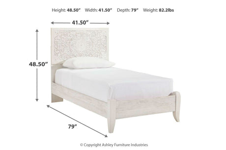 Paxberry Whitewash Twin Panel Bed from Ashley - Luna Furniture