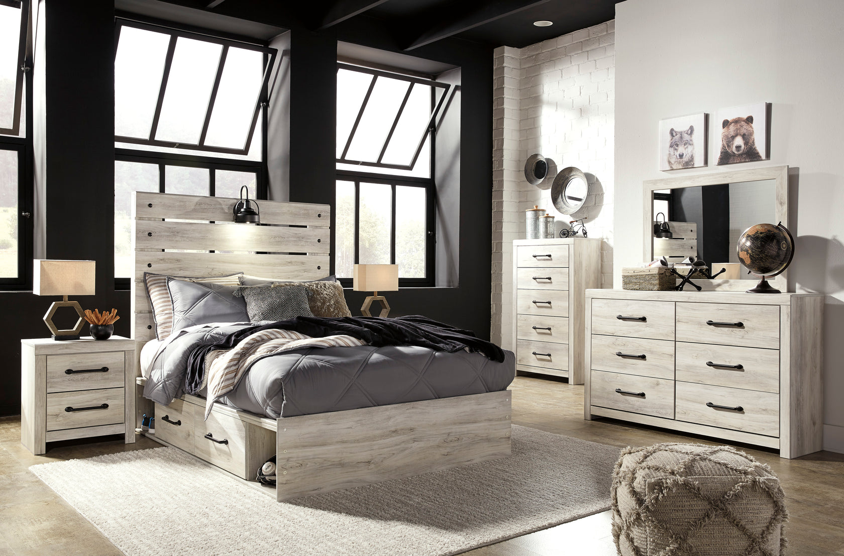 Cambeck Whitewash Storage Youth Platform Bedroom Set with 4 Drawers from Ashley - Luna Furniture