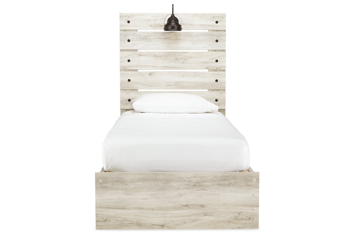 Cambeck Whitewash Twin Panel Bed with 2 Storage Drawers