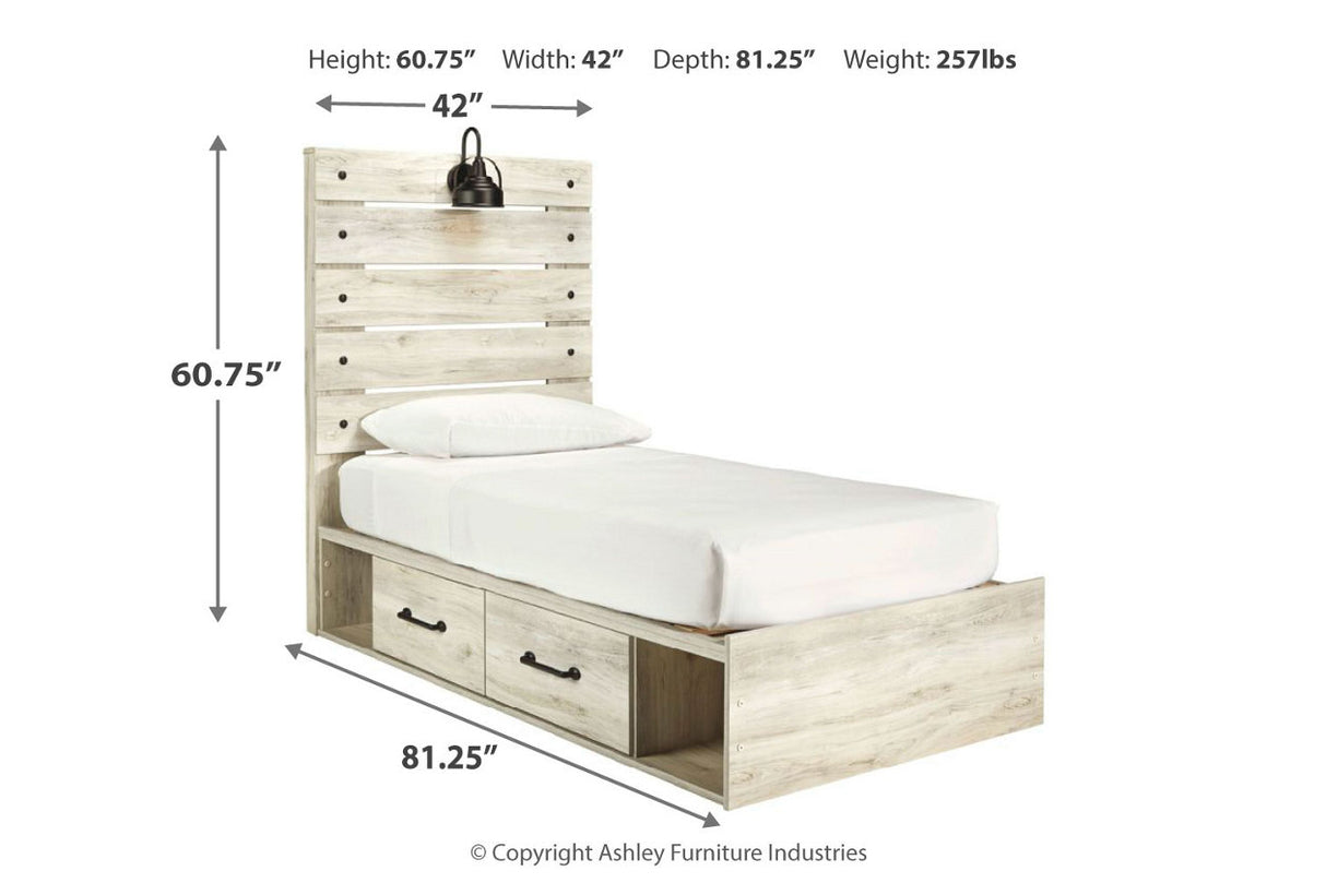 Cambeck Whitewash Twin Storage Platform Bed with 4 Drawers from Ashley - Luna Furniture