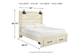 Cambeck Whitewash Queen Panel Bed with 2 Storage Drawers