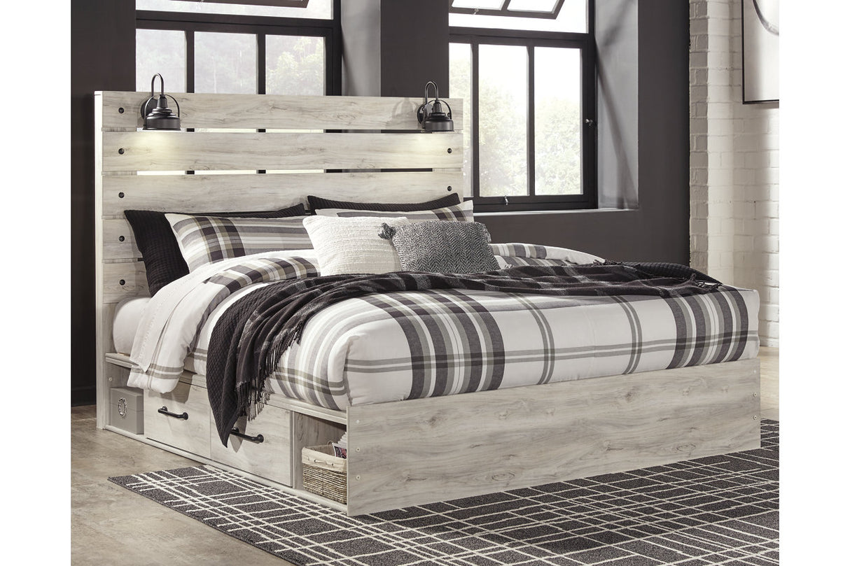 Cambeck Whitewash King Storage Platform Bed with 2 Drawers from Ashley - Luna Furniture