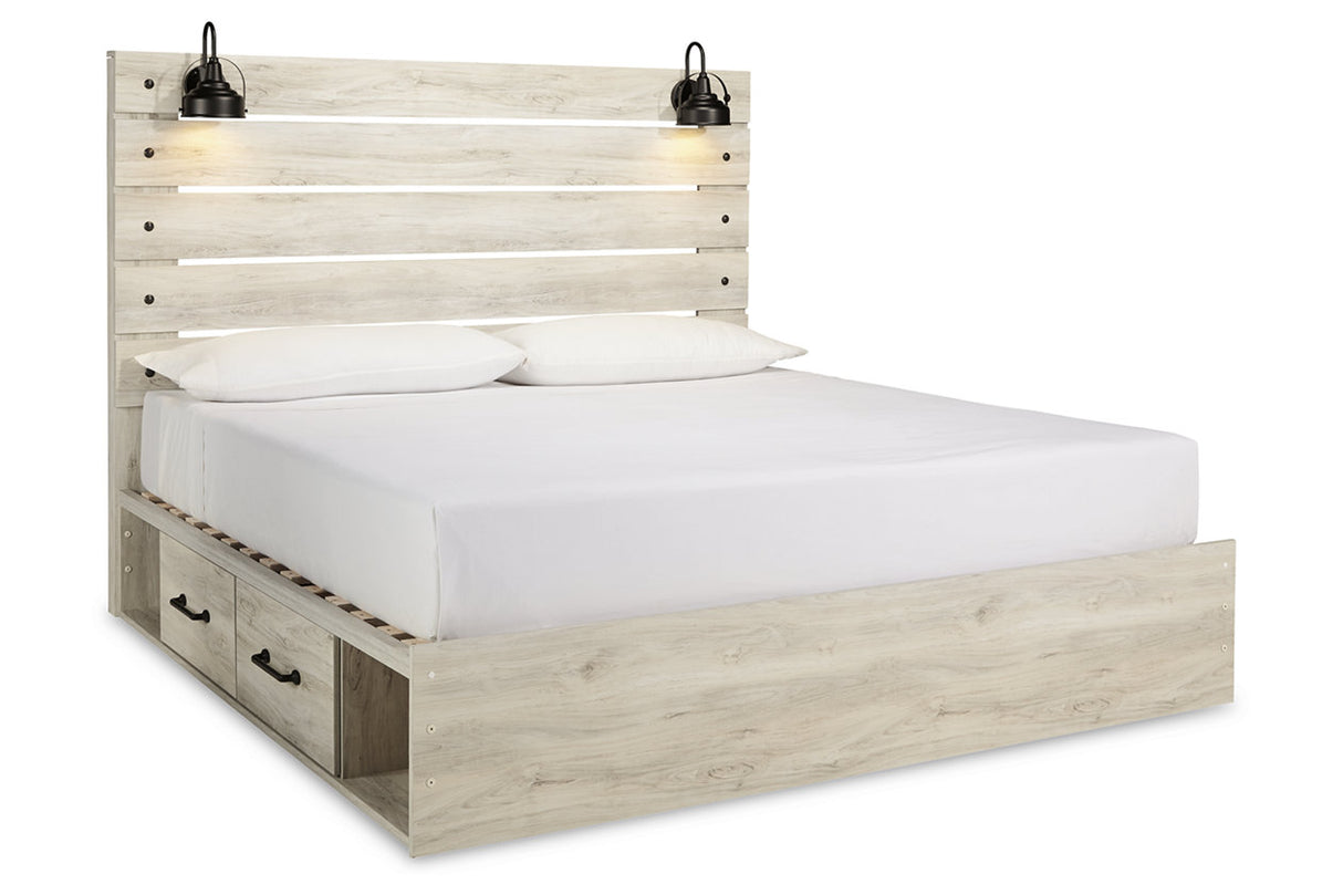 Cambeck Whitewash King Storage Platform Bed with 2 Drawers from Ashley - Luna Furniture