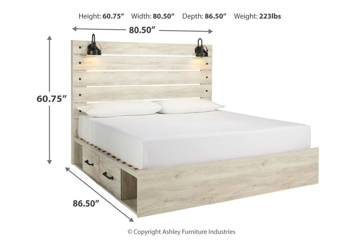 Cambeck Whitewash King Storage Platform Bed with 2 Drawers from Ashley - Luna Furniture