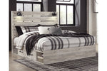 Cambeck Whitewash King Panel Bed with 4 Storage Drawers