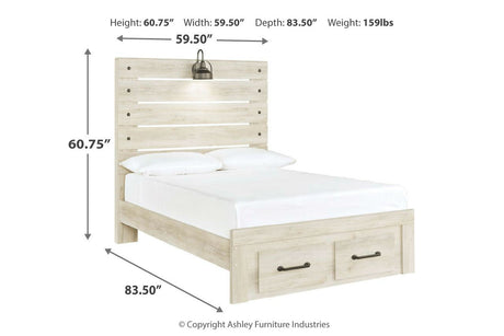 Cambeck Whitewash Full Storage Panel Bed from Ashley - Luna Furniture