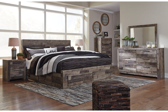 Derekson Multi Gray King Panel Bed with 6 Storage Drawers