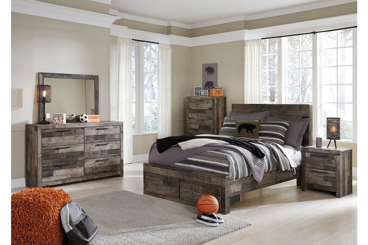 Derekson Multi Gray Full Panel Bed with 2 Storage Drawers