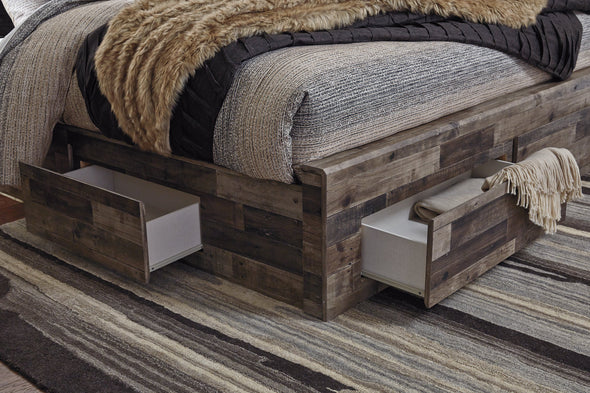 Derekson Multi Gray King Panel Bed with 6 Storage Drawers