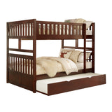 Rowe Dark Cherry Full/Full Bunk Bed with Twin Trundle from Homelegance - Luna Furniture
