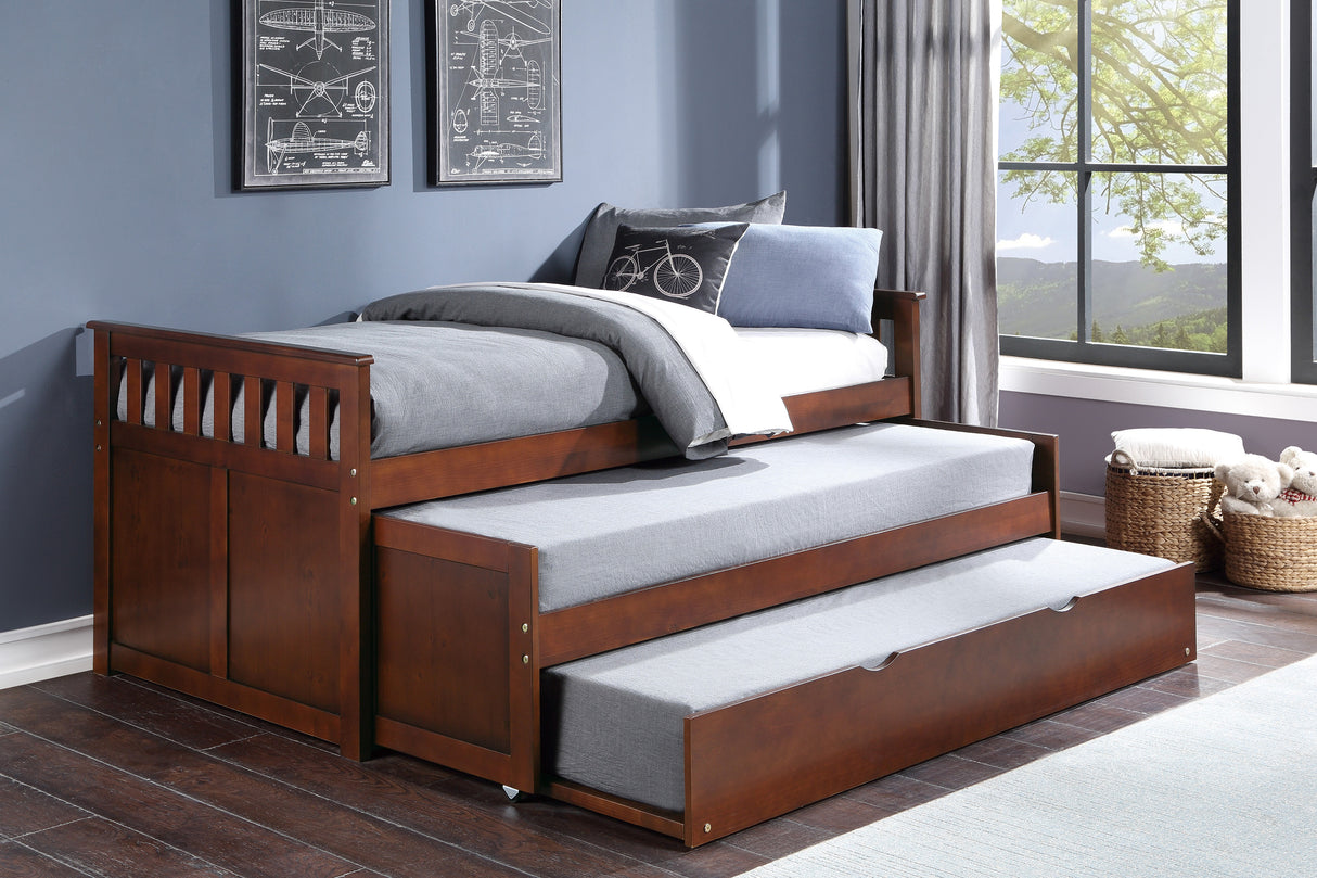 Rowe Dark Cherry Twin/Twin Bed with Twin Trundle from Homelegance - Luna Furniture
