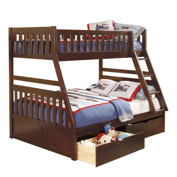 Rowe Dark Cherry Twin/Full Bunk Bed with Storage Boxes