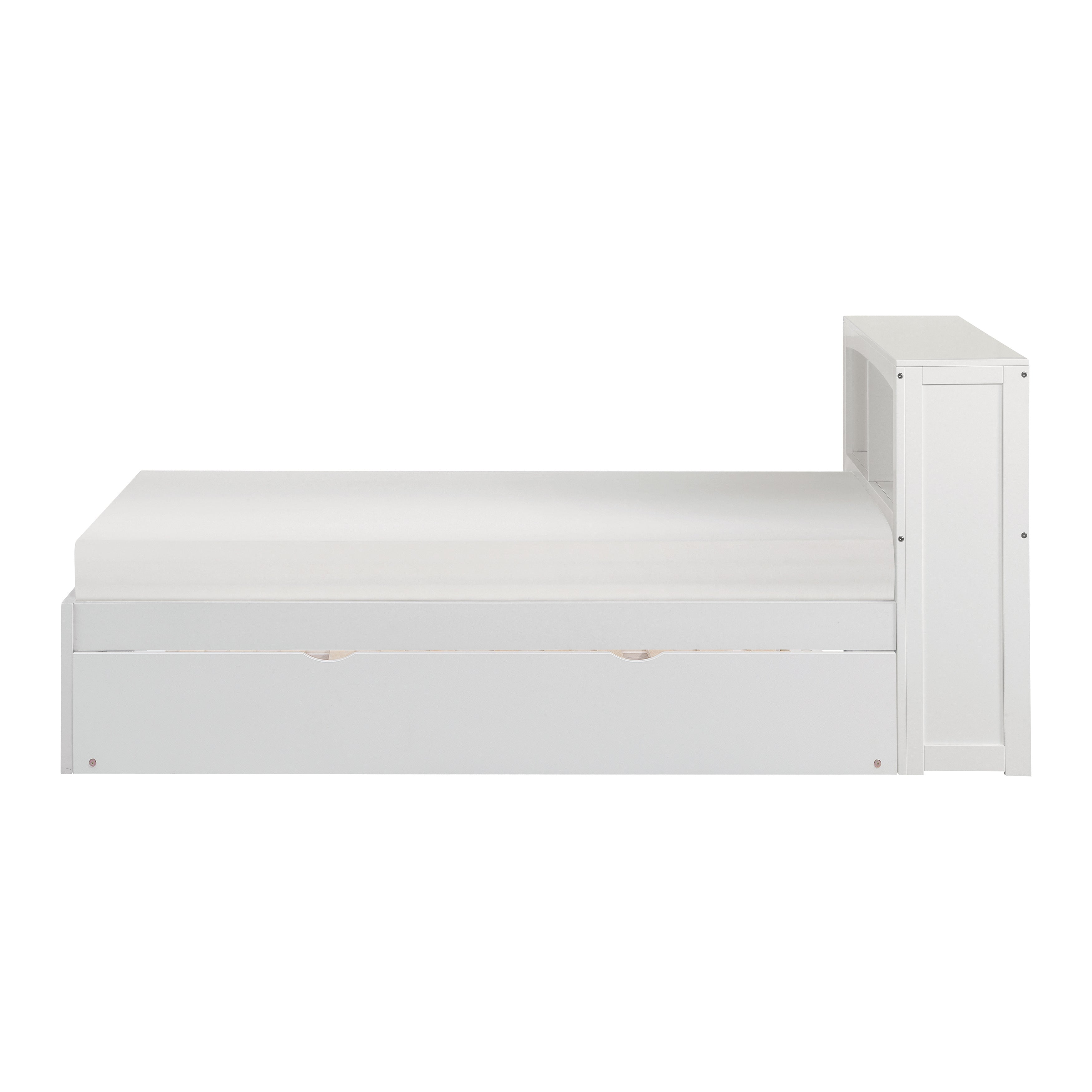 Galen White Twin Bookcase Bed with Twin Trundle from Homelegance - Luna Furniture