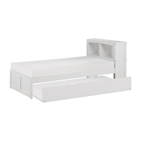 Galen White Twin Bookcase Bed with Twin Trundle