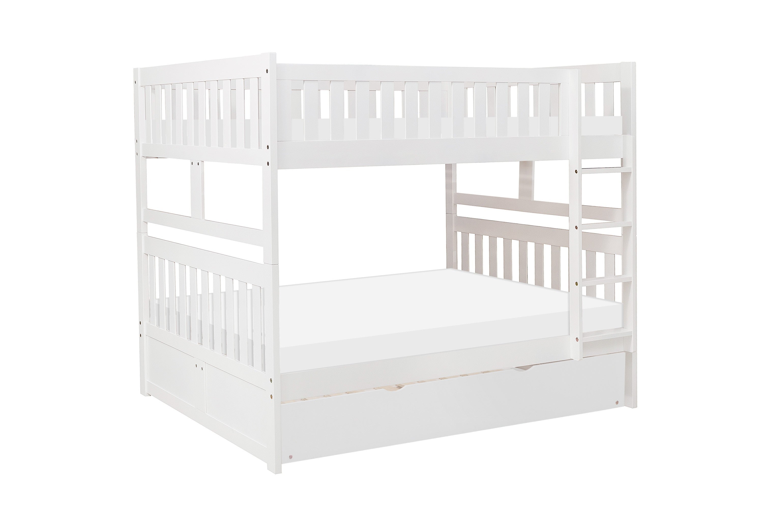 Galen White Full/Full Bunk Bed with Twin Trundle from Homelegance - Luna Furniture