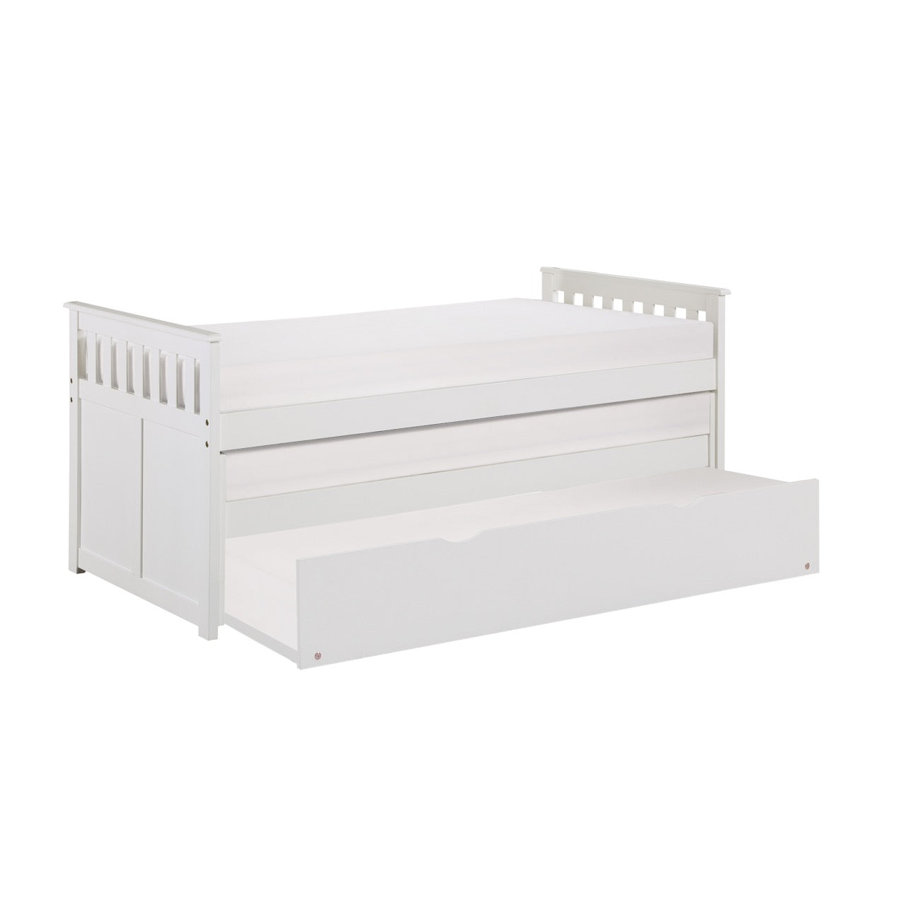 Galen White Twin/Twin Bed with Twin Trundle from Homelegance - Luna Furniture