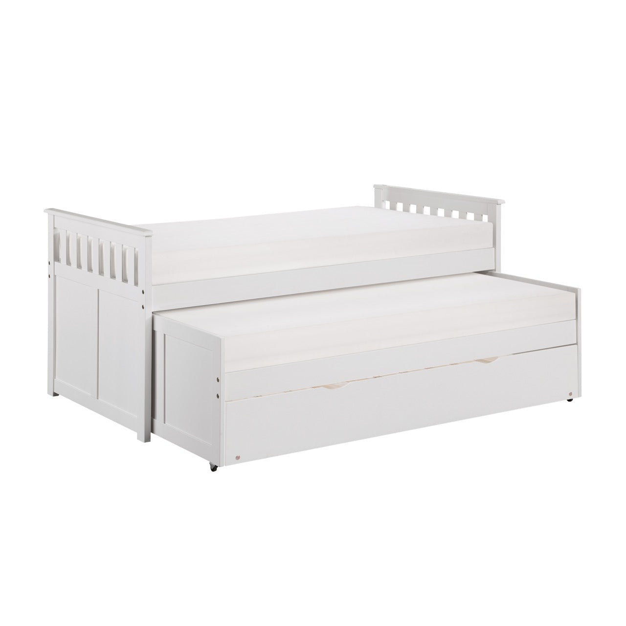 Galen White Twin/Twin Bed with Twin Trundle from Homelegance - Luna Furniture