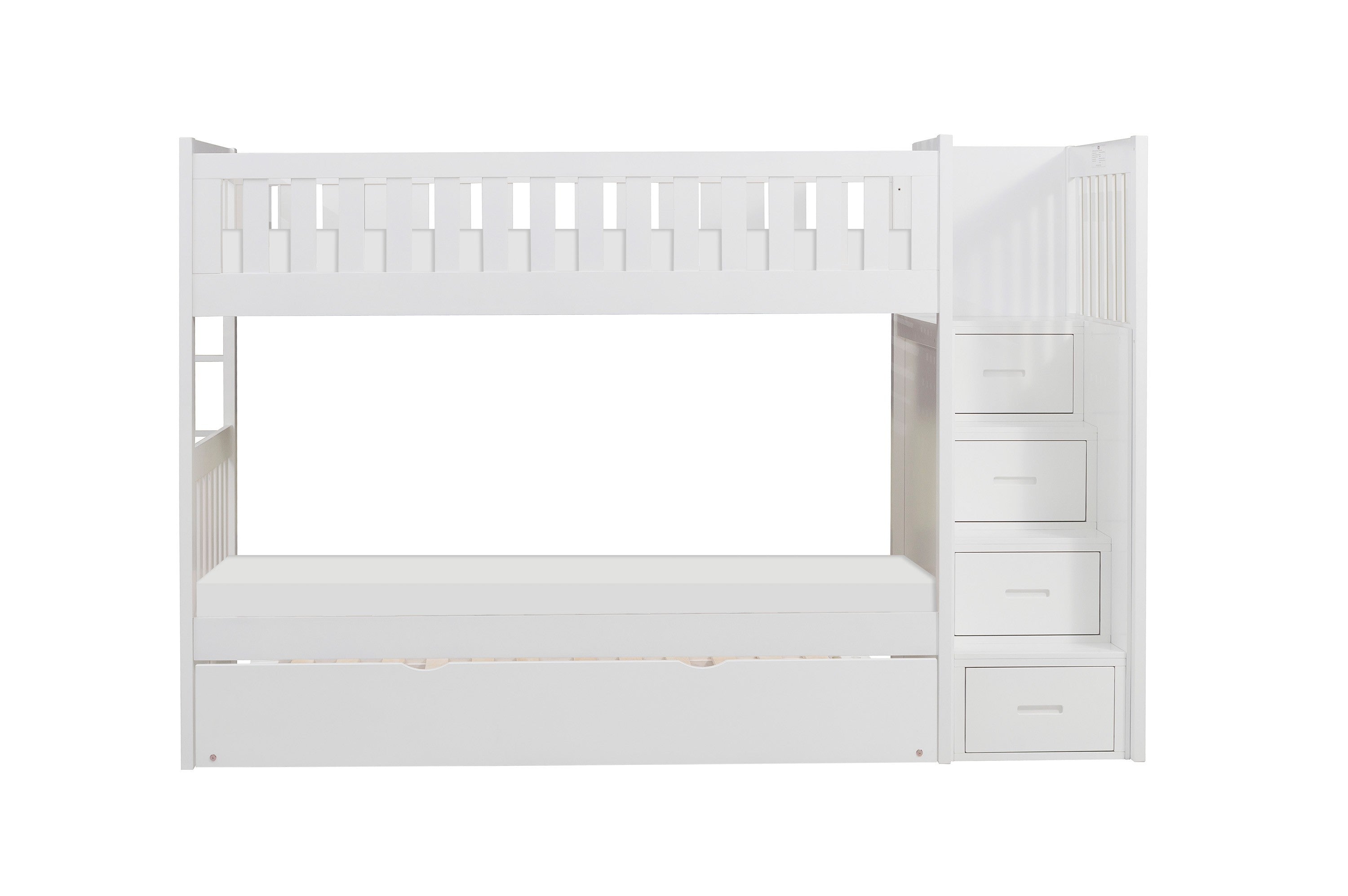 Galen White Twin/Twin Step Bunk Bed with Twin Trundle from Homelegance - Luna Furniture