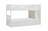 Galen White Twin/Twin Step Bunk Bed with Twin Trundle from Homelegance - Luna Furniture