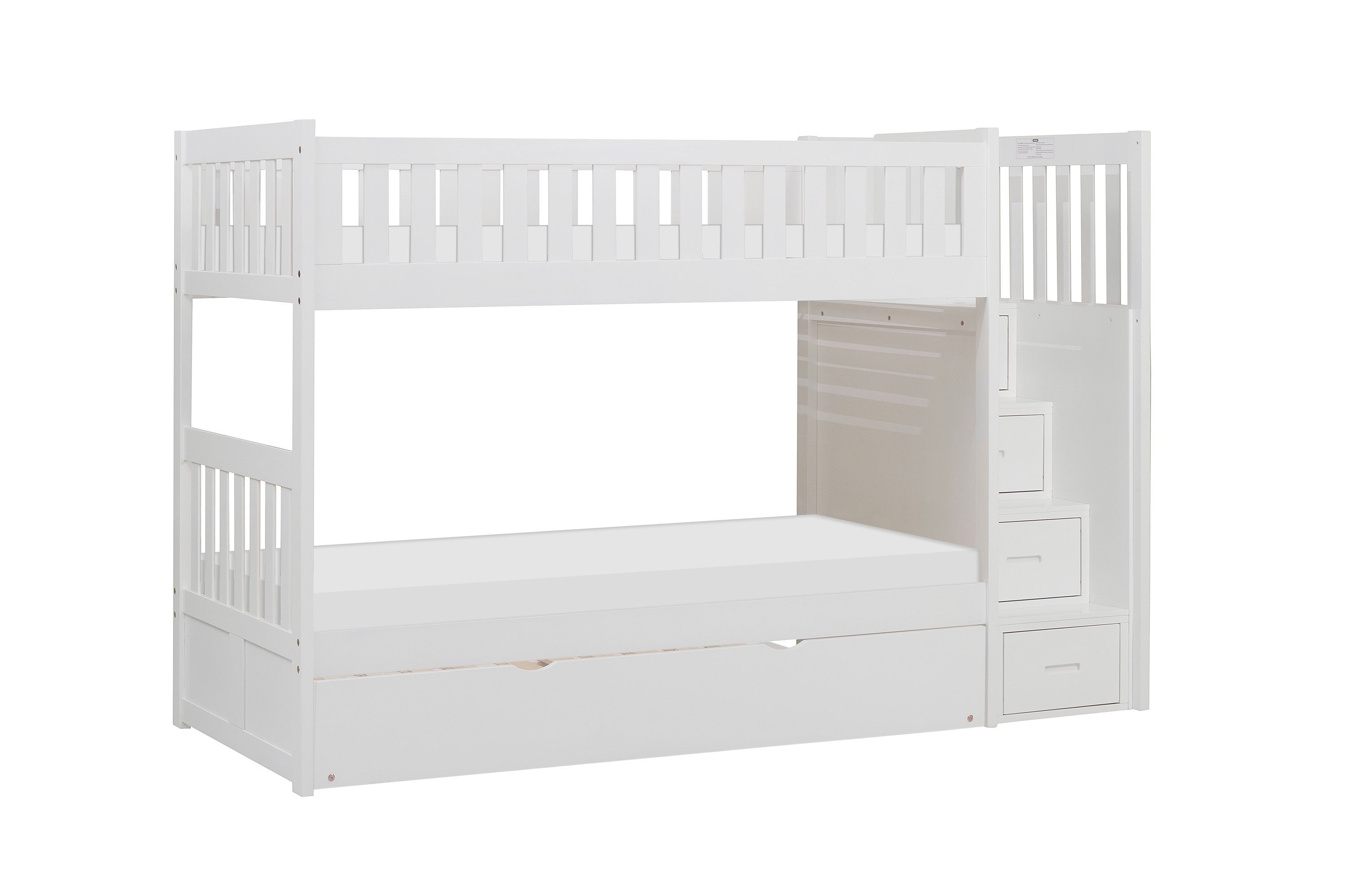 Galen White Twin/Twin Step Bunk Bed with Twin Trundle from Homelegance - Luna Furniture