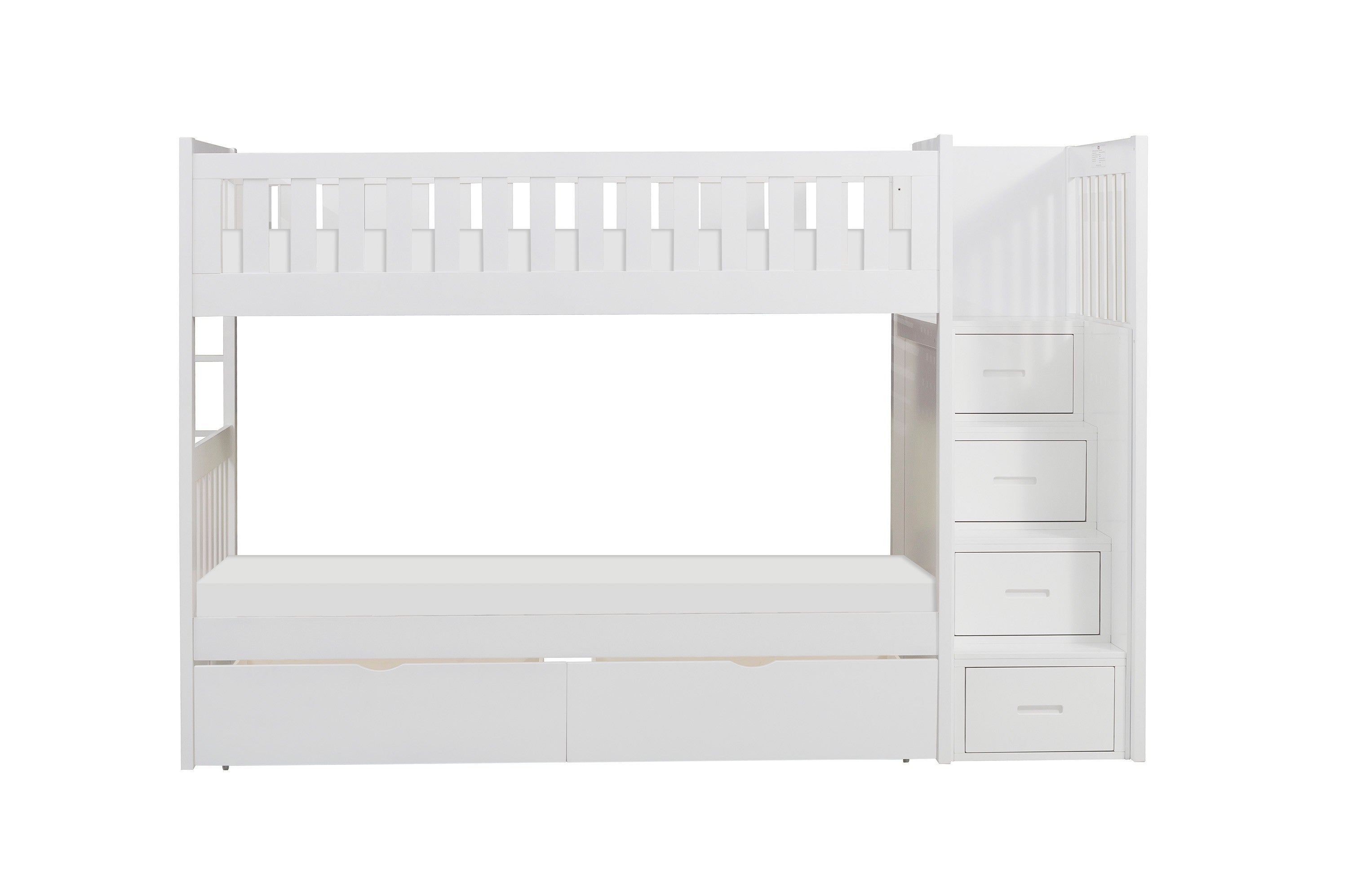 Galen White Twin/Twin Step Bunk Bed with Storage Boxes from Homelegance - Luna Furniture
