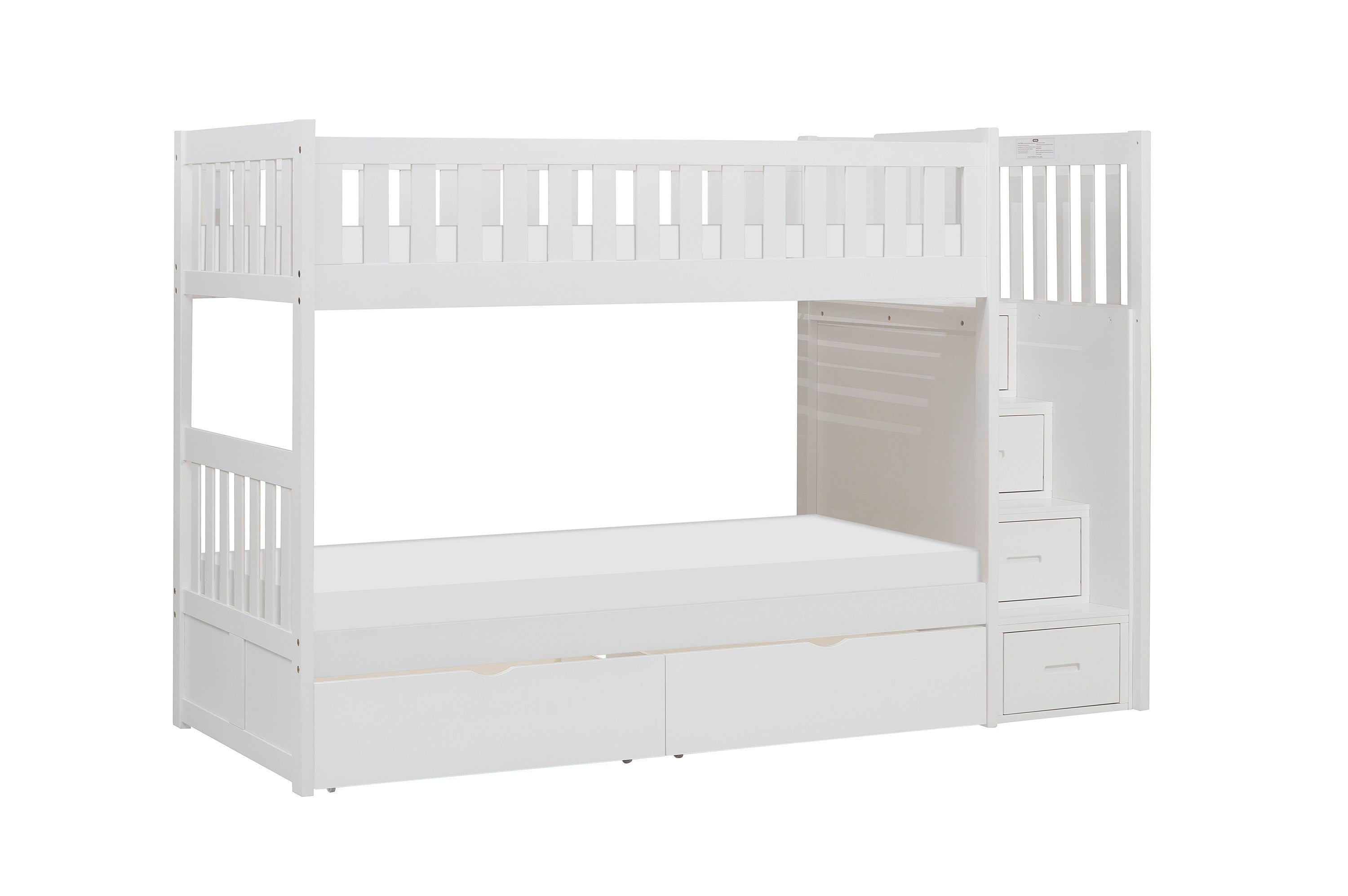 Galen White Twin/Twin Step Bunk Bed with Storage Boxes from Homelegance - Luna Furniture