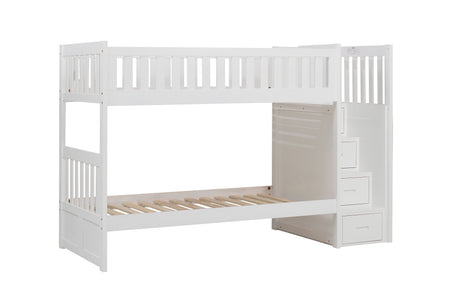 Galen White Twin/Twin Step Bunk Bed from Homelegance - Luna Furniture