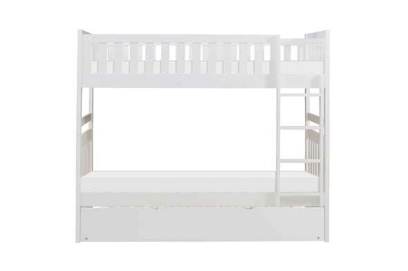 Galen White Twin/Twin Bunk Bed with Twin Trundle
