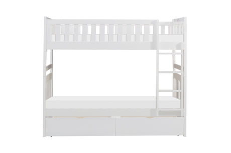 Galen White Twin/Twin Bunk Bed with Storage Boxes from Homelegance - Luna Furniture
