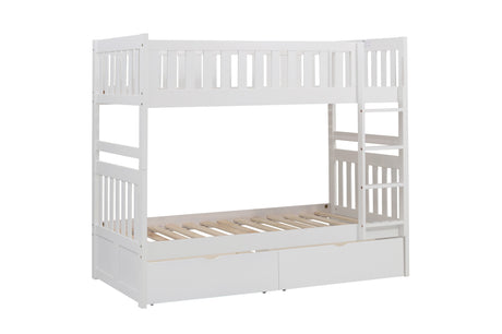 Galen White Twin/Twin Bunk Bed with Storage Boxes from Homelegance - Luna Furniture