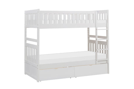 Galen White Twin/Twin Bunk Bed with Storage Boxes from Homelegance - Luna Furniture