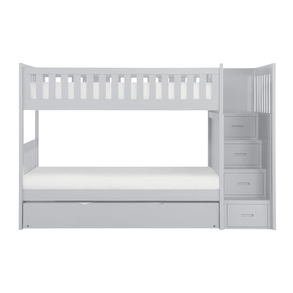 Orion Gray Twin/Twin Step Bunk Bed with Twin Trundle