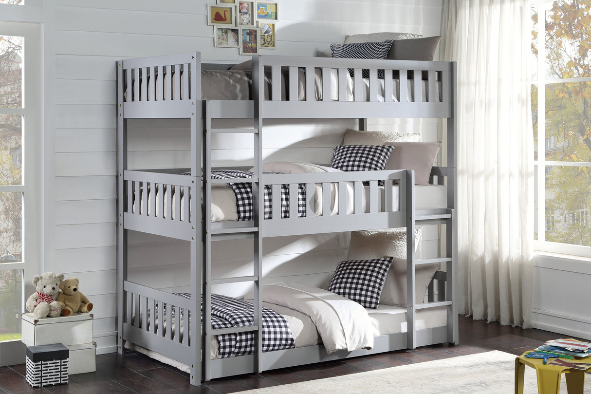 Orion Gray Twin Triple Bunk Bed from Homelegance - Luna Furniture